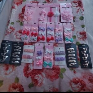 Kids Hair Accessories Set - Pink, Red, Purple, White
